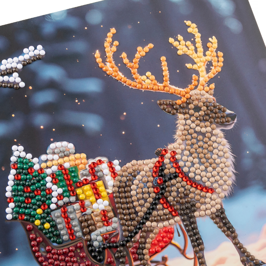 Snowy Sleigh Crystal Art Card 18x18 gems