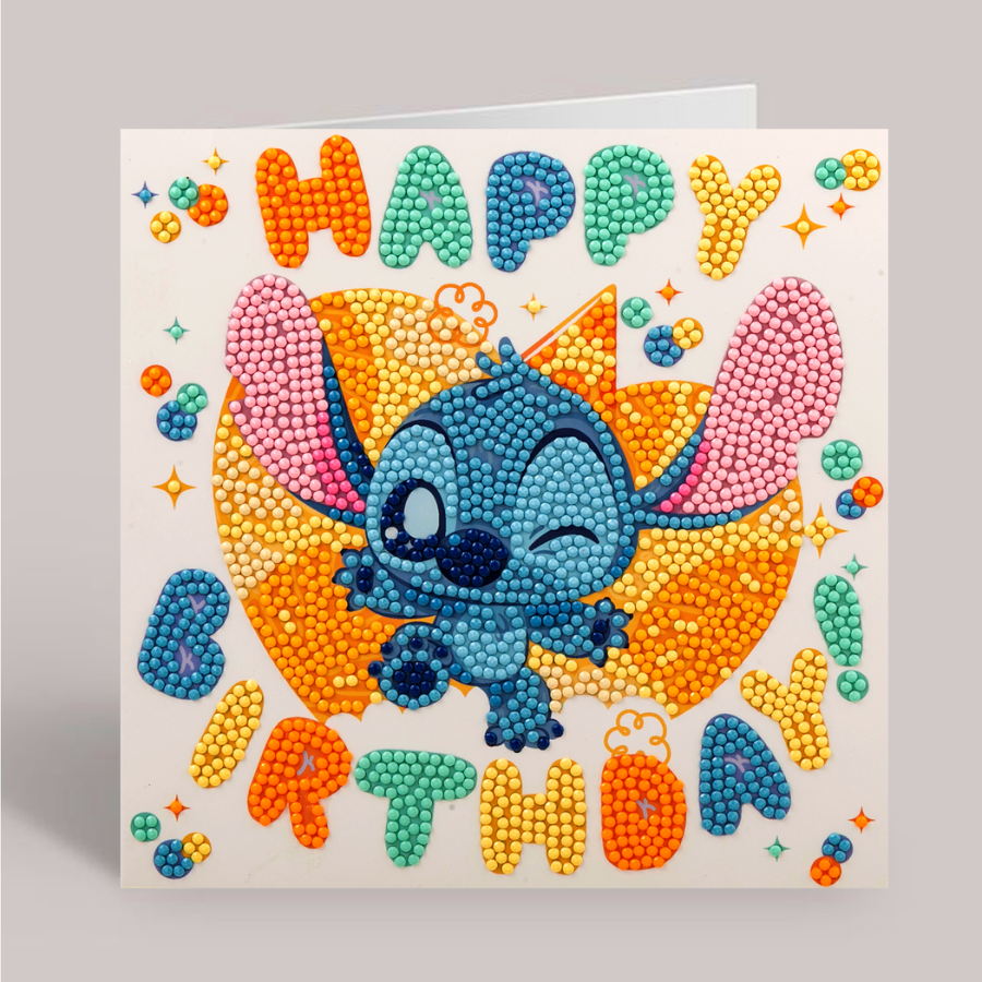 Stitch Birthday Crystal Art Card 18x18 complete