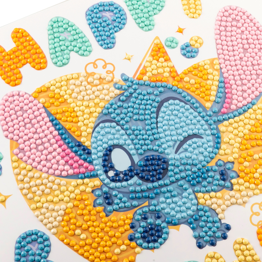 Stitch Birthday Crystal Art Card 18x18 gems