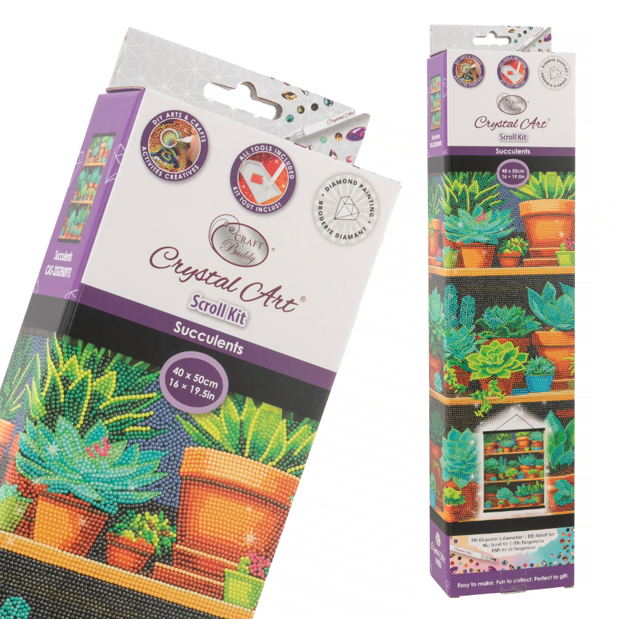 Succulents Crystal Art Scroll Kit 40x50cm