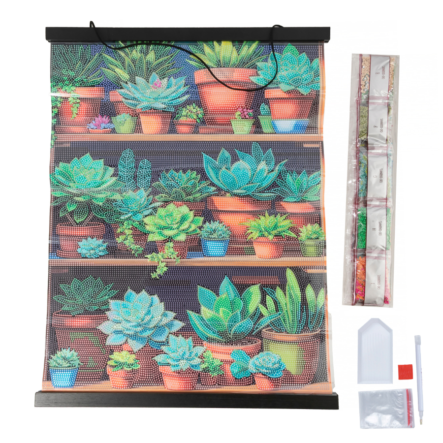 Succulents Crystal Art Scroll Kit 40x50cm