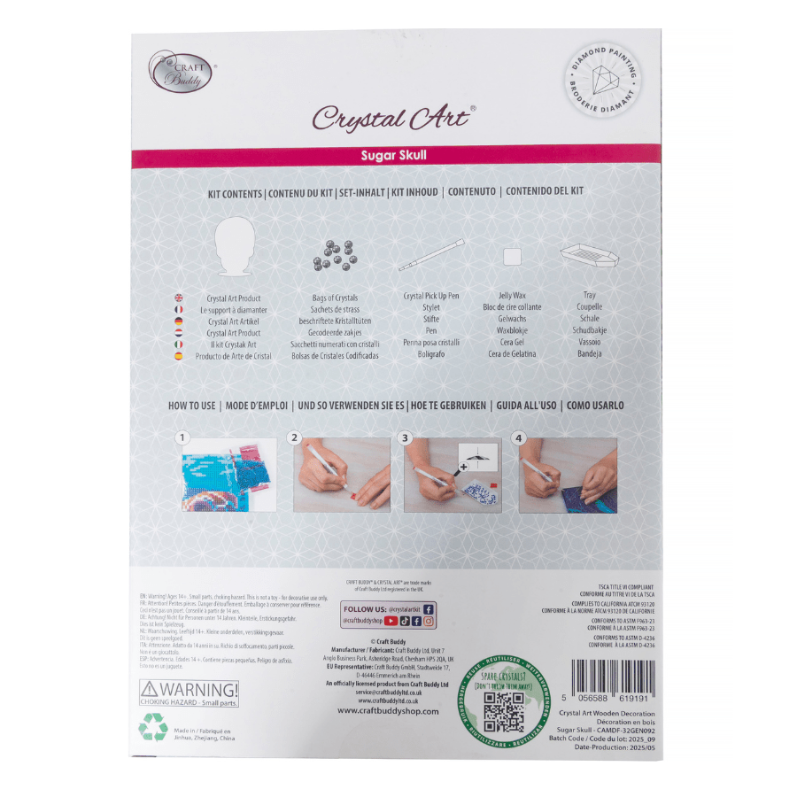 Sugar Skull Crystal Art Wooden Decoration 1