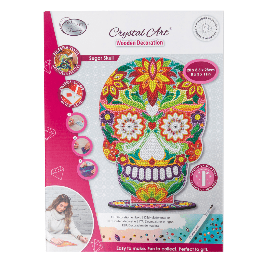 Sugar Skull Crystal Art Wooden Decoration 7
