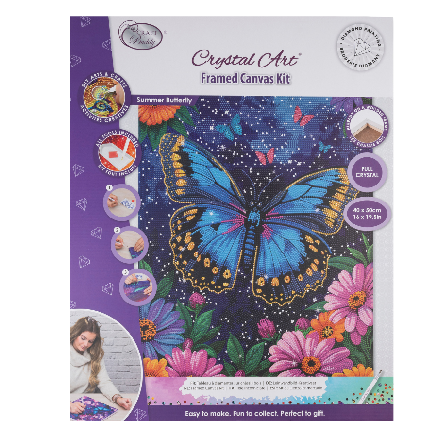 Summer Butterfly Crystal Art Canvas Kit 40x50cm