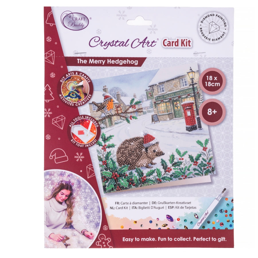 The Merry Hedgehog Crystal Art Card Kit 18x18cm