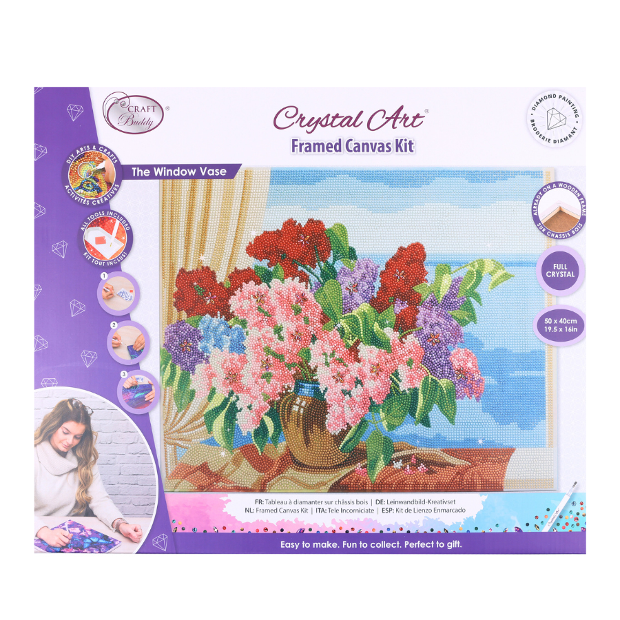 The Window Vase Crystal Art Framed Canvas Kit 50x40cm