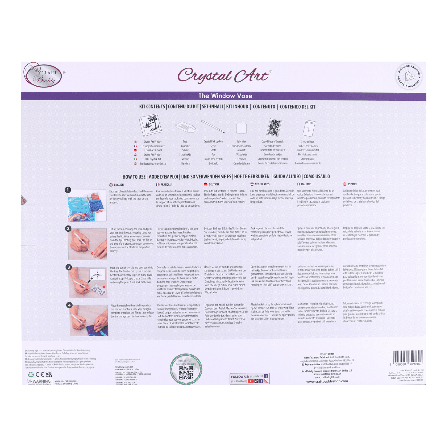 The Window Vase Crystal Art Framed Canvas Kit 50x40cm