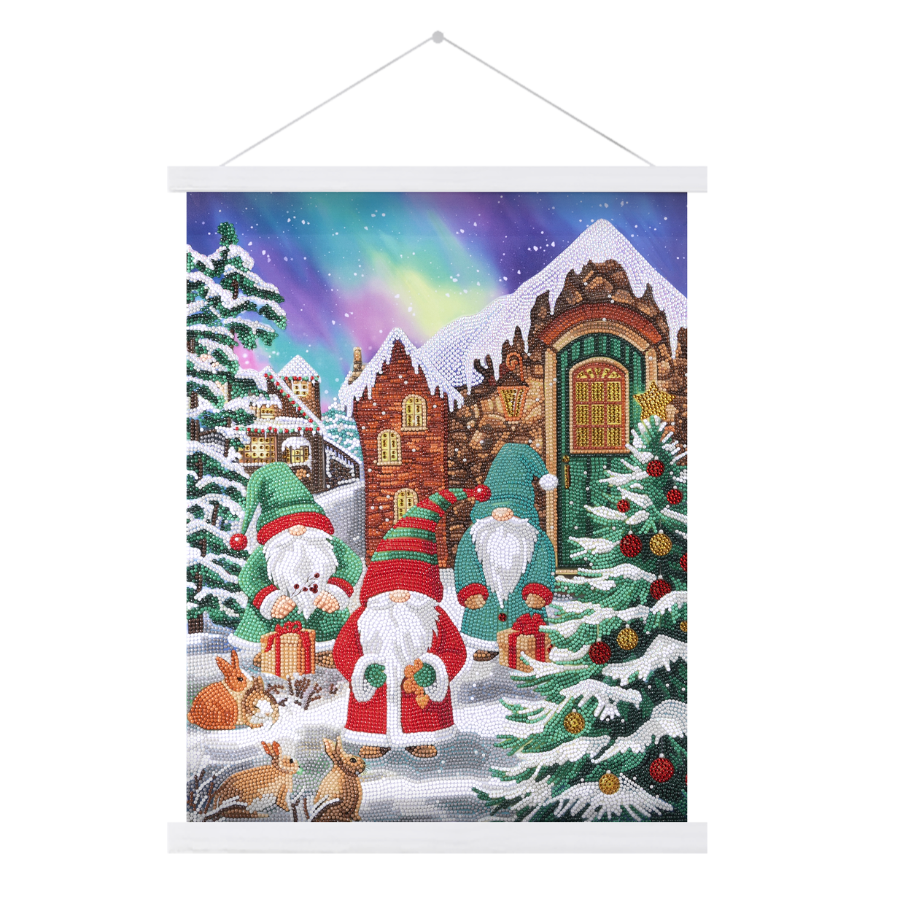 Three Merry Gnomes Crystal Art Scroll Kit 40x50cm 6