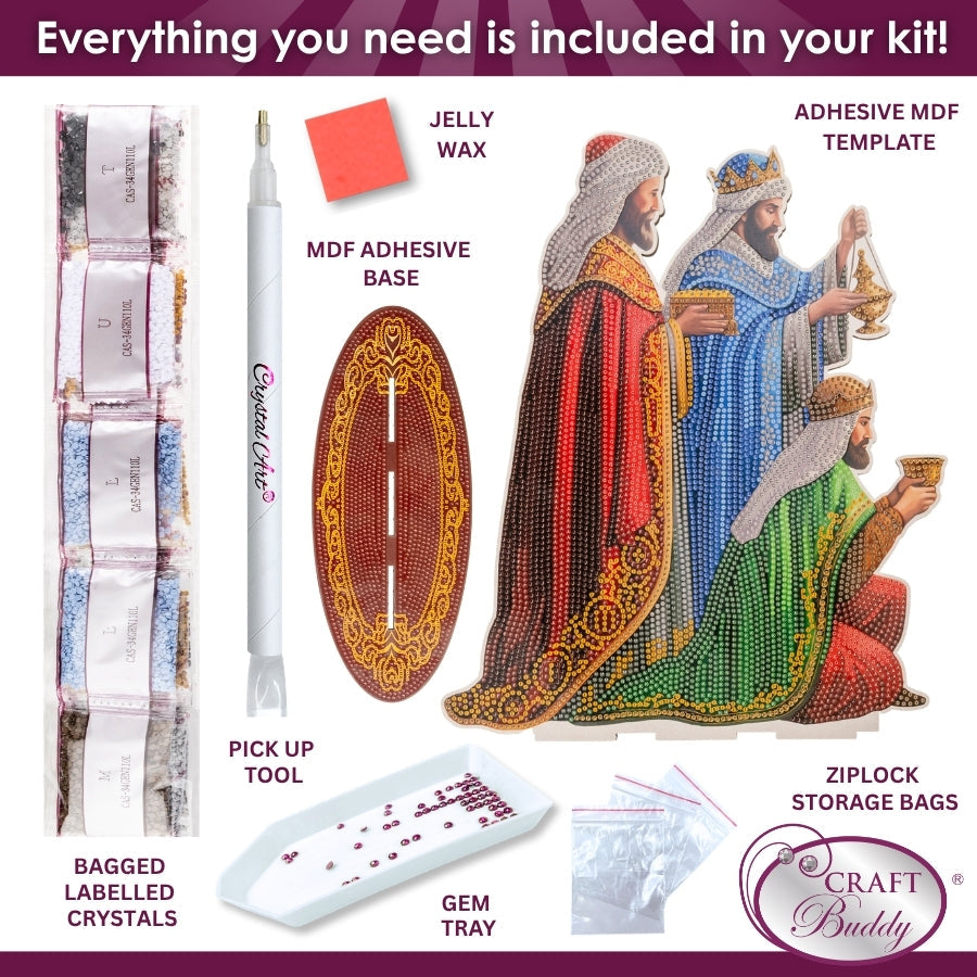 Three Wise Men Crystal Art Wooden Decoration Kit