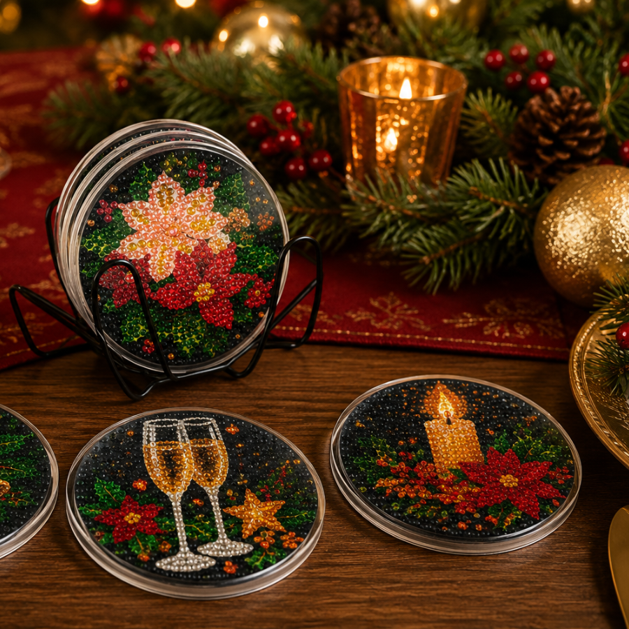 Traditional Christmas Crystal Art Coasters Kit