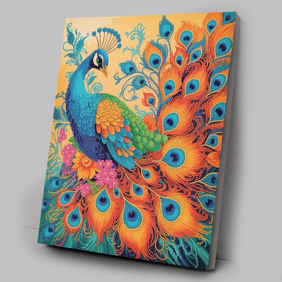 Radiant Peacock Crystal Art Canvas Kit 40x50cm
