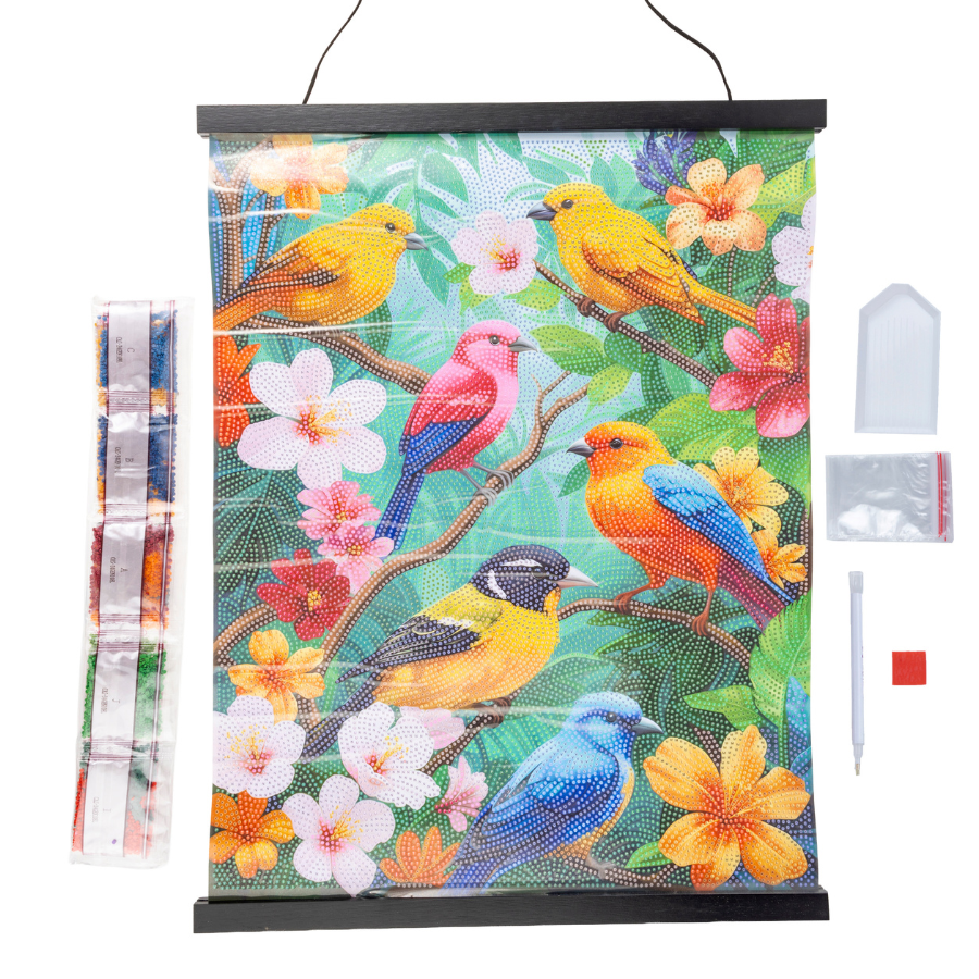 Tropical Songbirds Crystal Art Scroll Kit 40x50cm