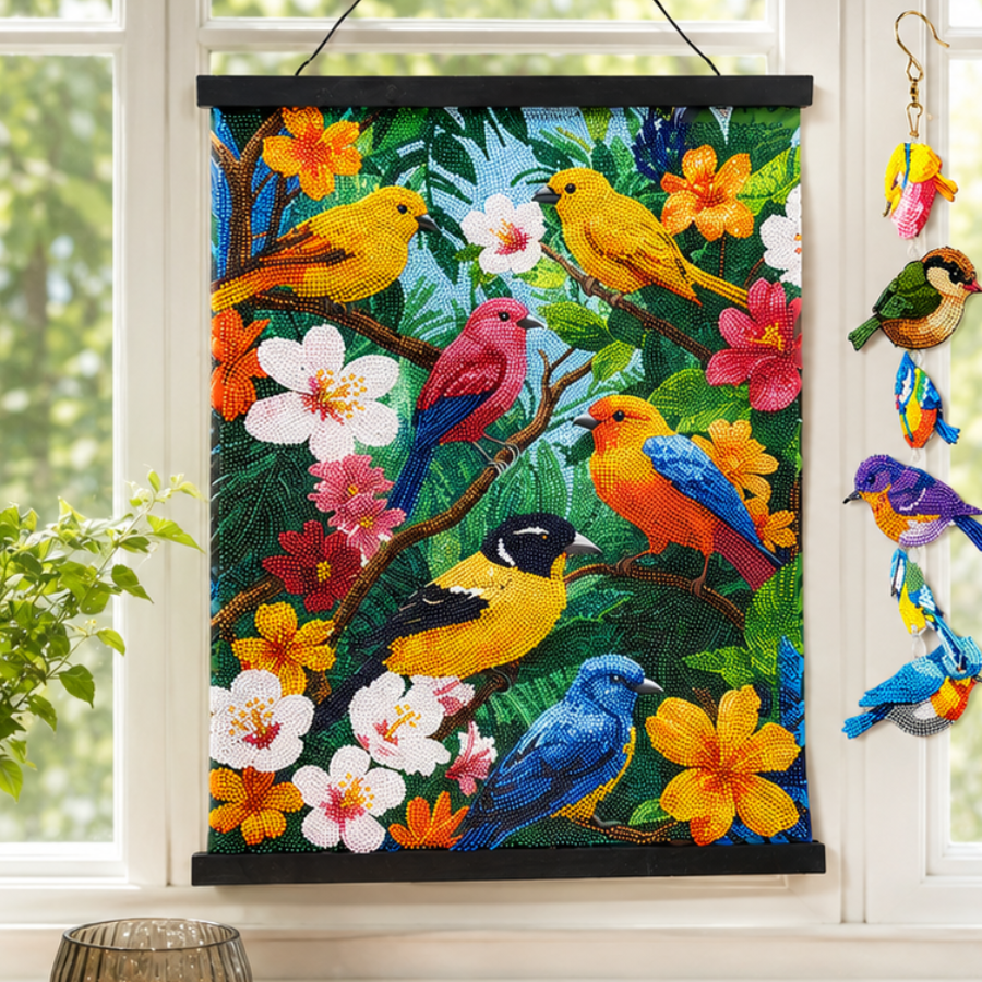 Tropical Songbirds Crystal Art Scroll Kit 40x50cm