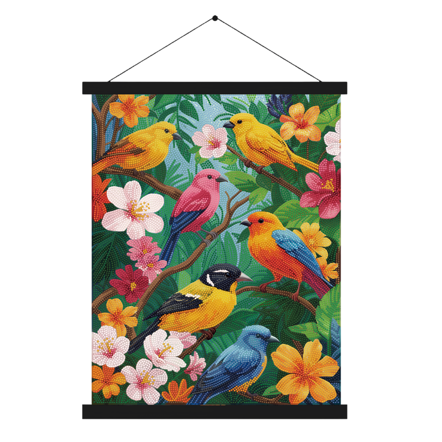 Tropical Songbirds Crystal Art Scroll Kit 40x50cm