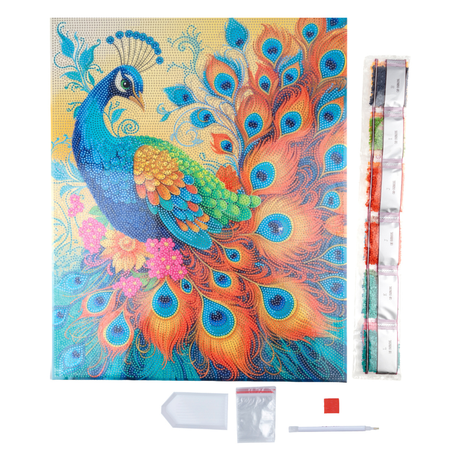 Radiant Peacock Crystal Art Canvas Kit 40x50cm