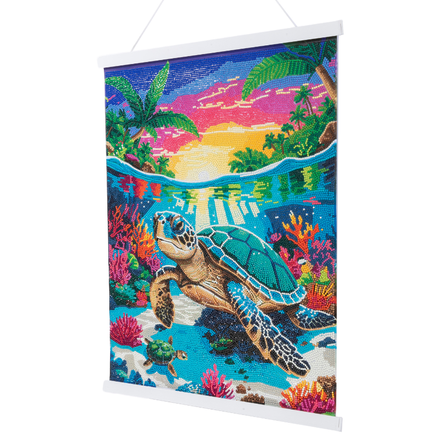 Tropical Turtle Paradise Crystal Art Scroll Kit 40x50 3
