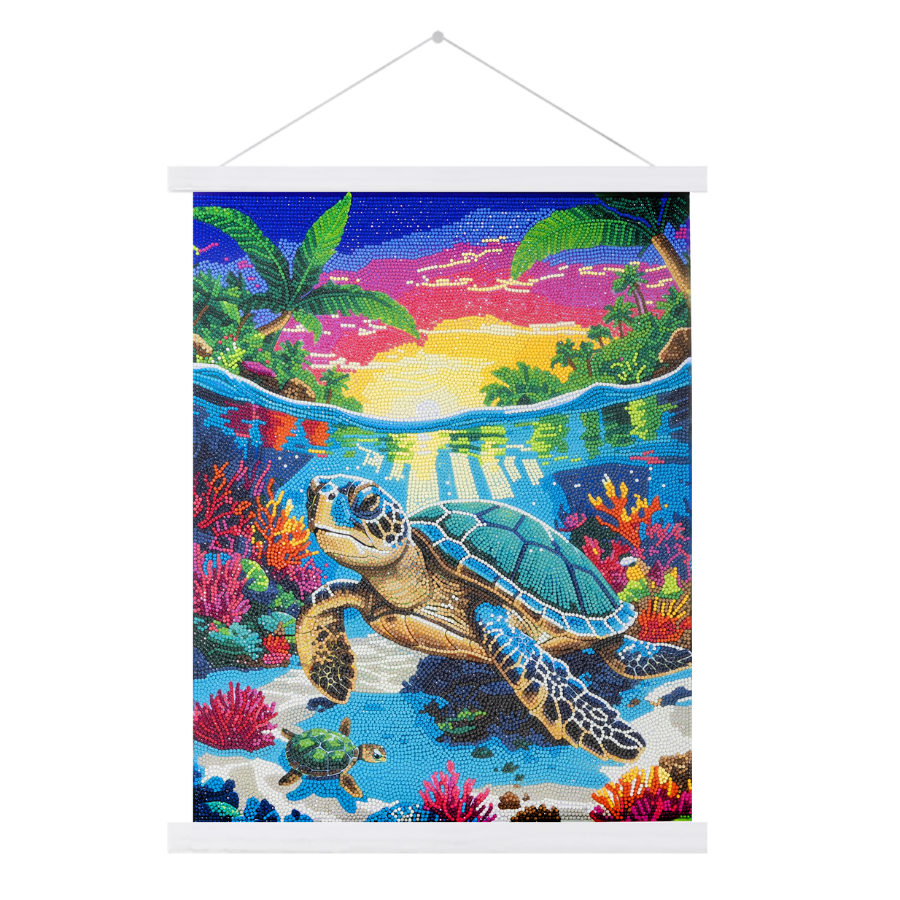 Tropical Turtle Paradise Crystal Art Scroll Kit 40x50 5