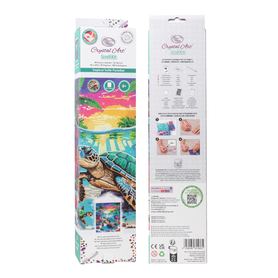 Tropical Turtle Paradise Crystal Art Scroll Kit 40x50 6