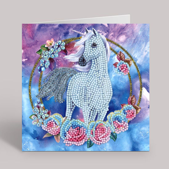 CCK-A85: "Unicorn Garland" 18x18cm Crystal Art Card