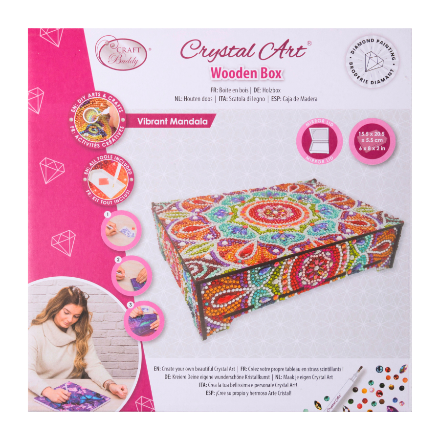 Vibrant Mandala Crystal Art Jewellery Box 1