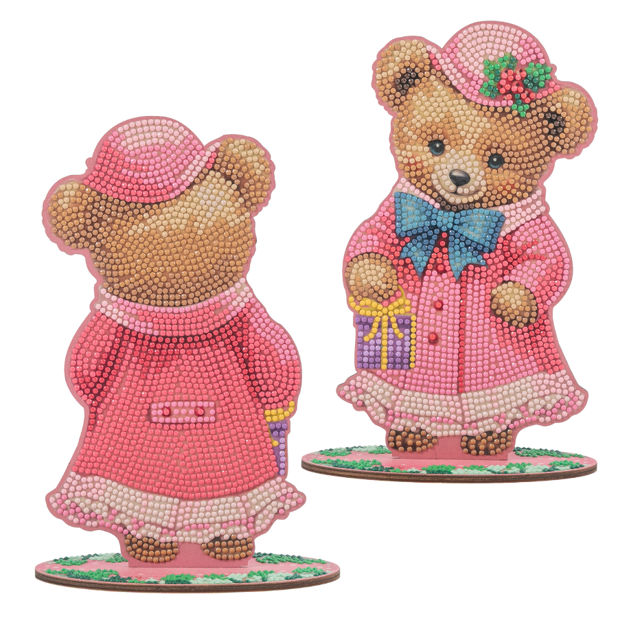 Victorian Teddy Bears Crystal Art Wooden Decoration Kit mrs2
