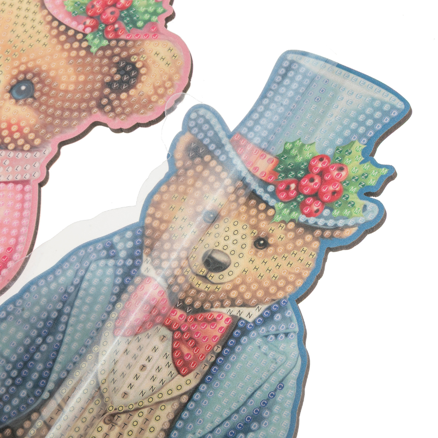 Victorian Teddy Bears Crystal Art Wooden Decoration Kit template