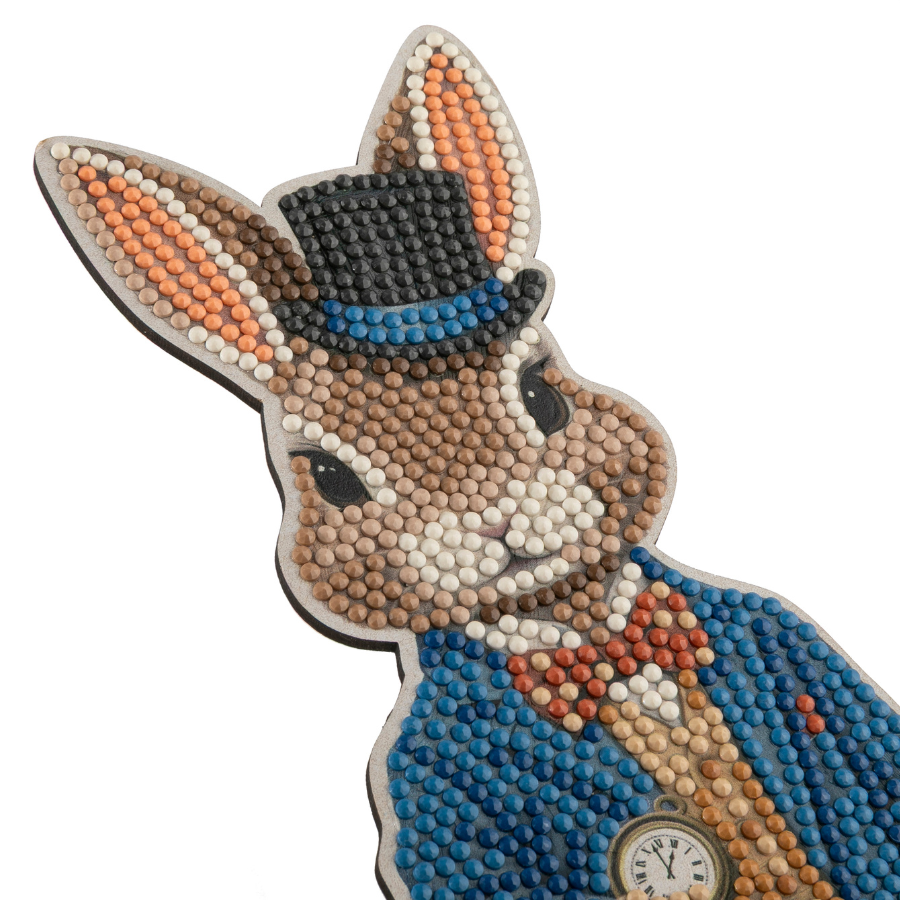 Vintage Bunnies Crystal Art Wooden Decoration