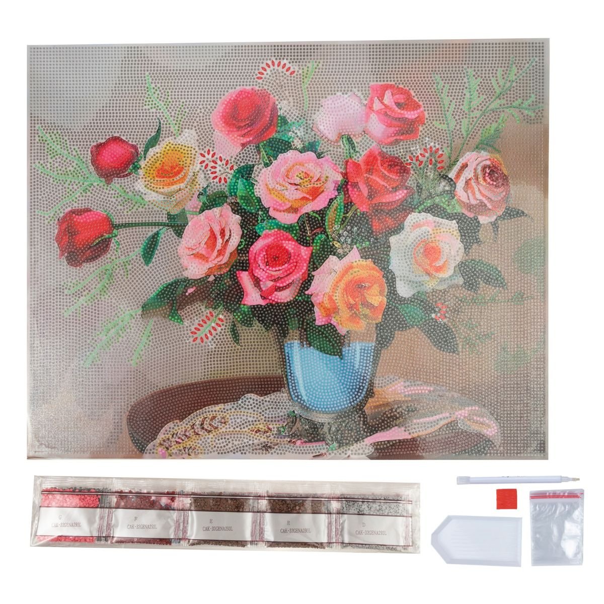 Vintage roses crystal art canvas 40x50 contents