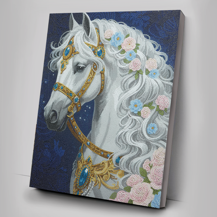 White Horse Crystal Art Canvas Kit 40x50cm