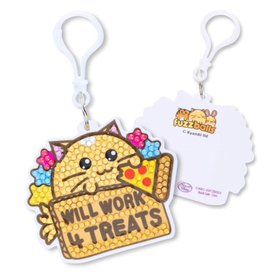 Will Work 4 Treats Crystal Art Bag Charm Kit Fuzzballs