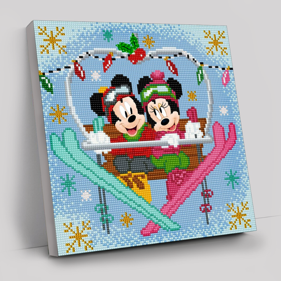 CAK-DNY709M: Winter Mickey and Minnie, 30x30cm Crystal Art Kit