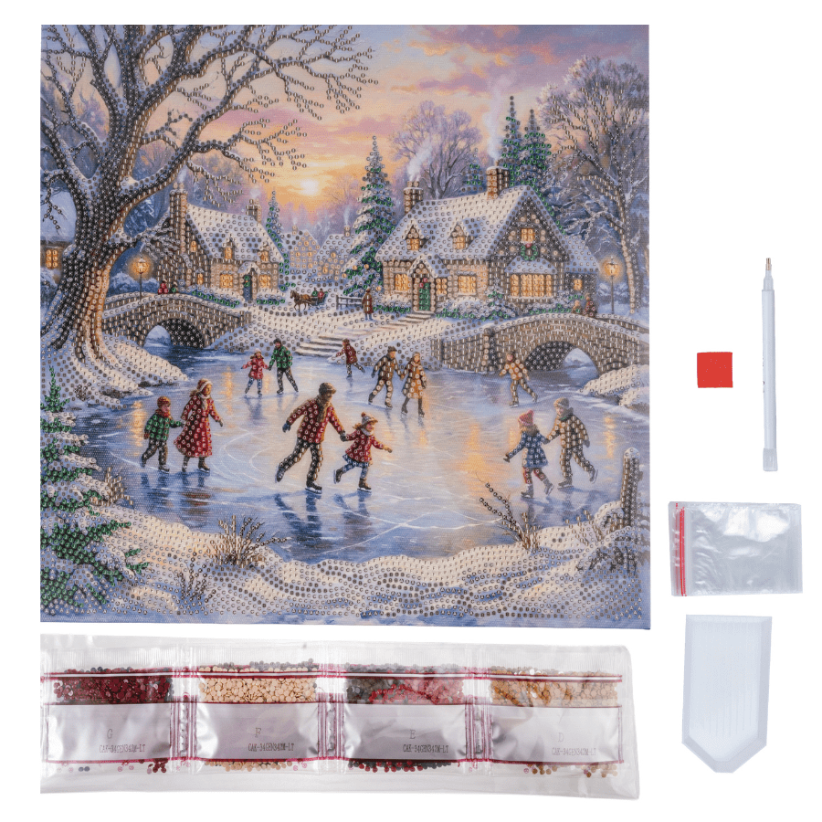 Winter Skate Crystal Art Canvas Kit 30x30cm