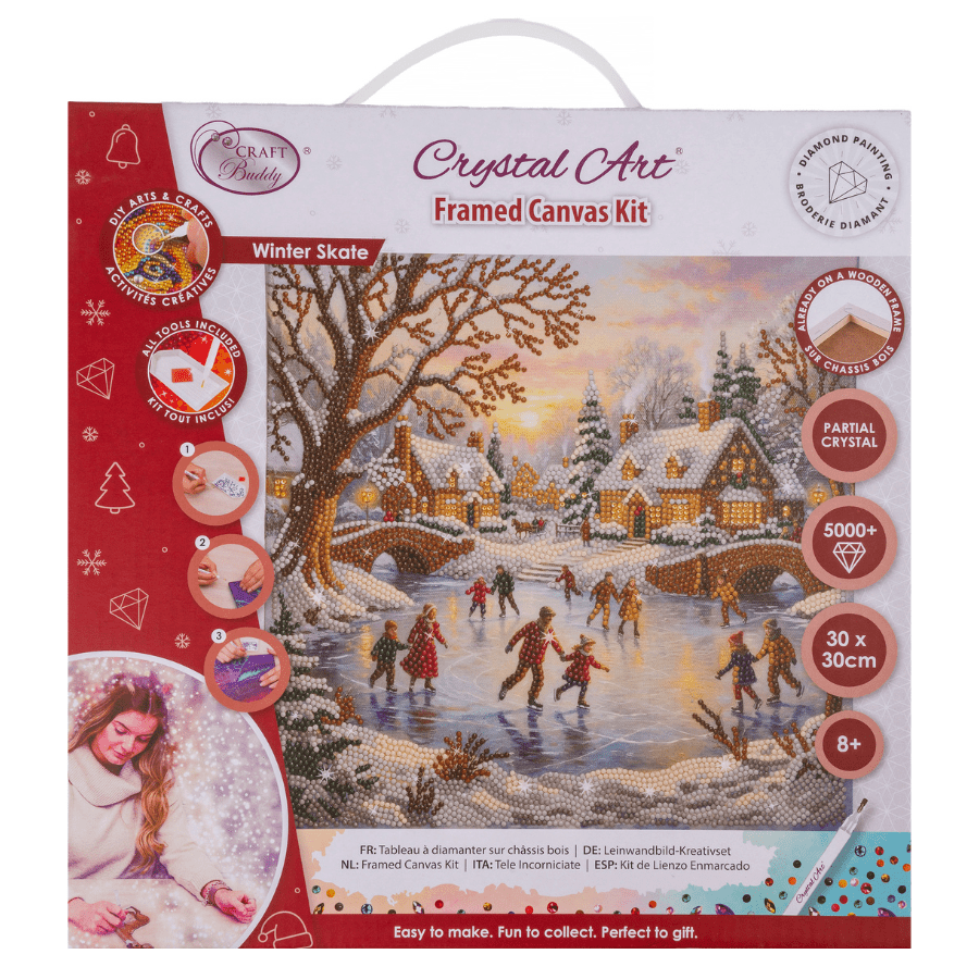 Winter Skate Crystal Art Canvas Kit 30x30cm