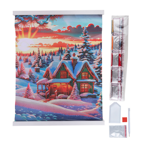 Winter Sunset Crystal Art Scroll Kit 40x50cm 2