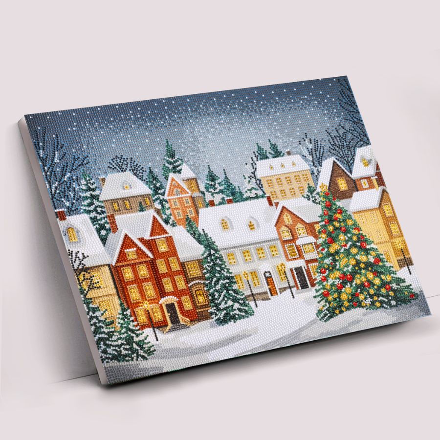 Winter Town Crystal Art Canvas Kit 40x50cm