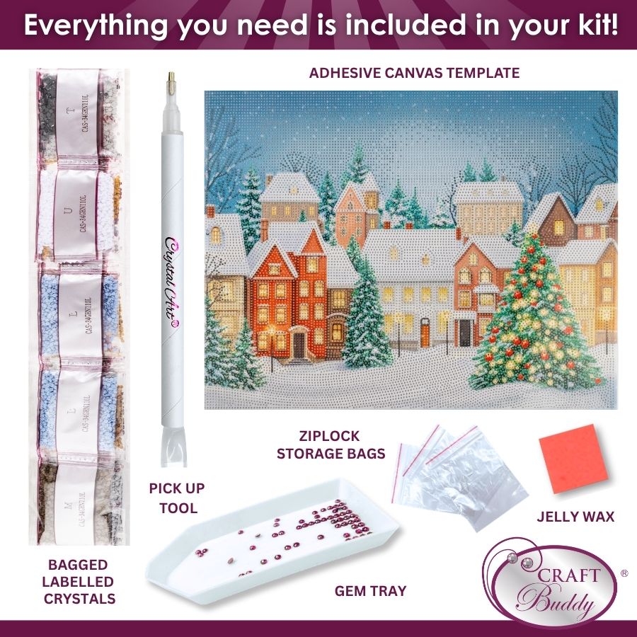 Winter Town Crystal Art Canvas Kit 40x50cm