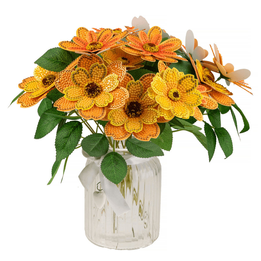 Yellow Orange Crystal Art 3D Flower Kit 4