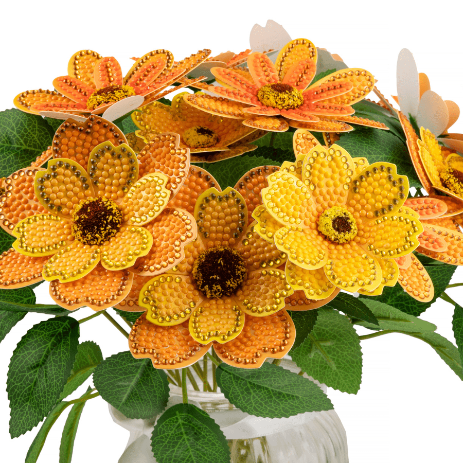 Yellow Orange Crystal Art 3D Flower Kit 5