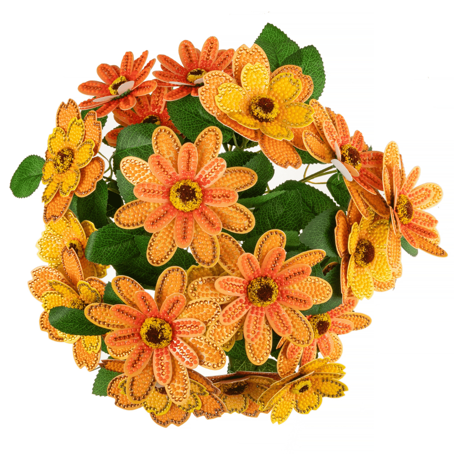 Yellow Orange Crystal Art 3D Flower Kit 6