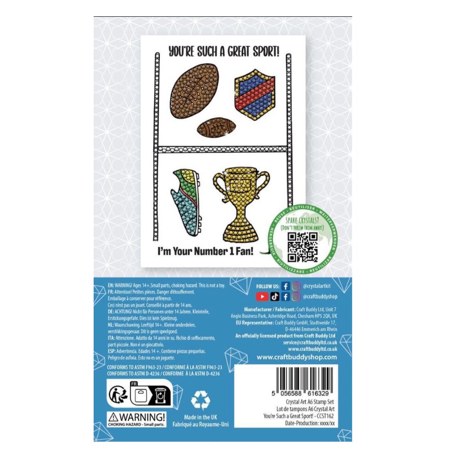 Youre such a great sport Crystal Art A6 Stamp Set 3