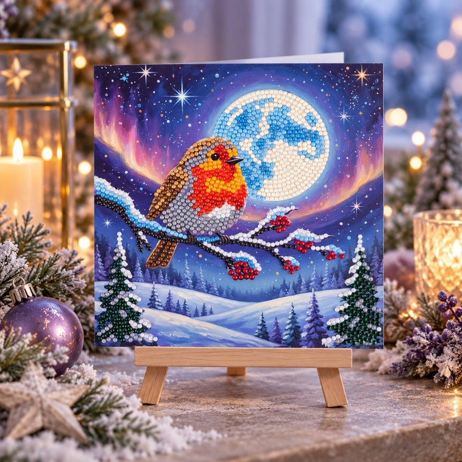 Aurora Robin Crystal Art Card Kit 18x18cm