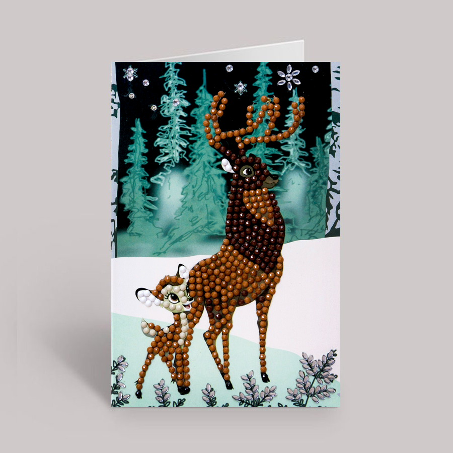 CCK-10x15DNY01: Winter Bambi and Son 10x15cm card