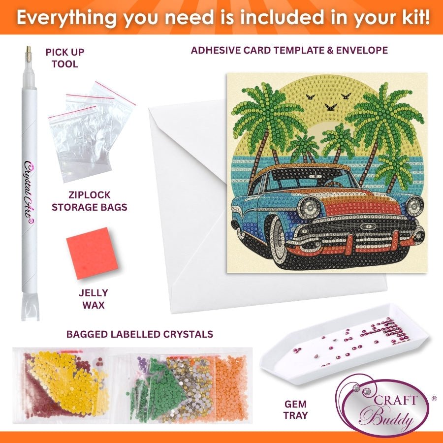 Beach Drive Crystal Art Card Kit 15x15cm