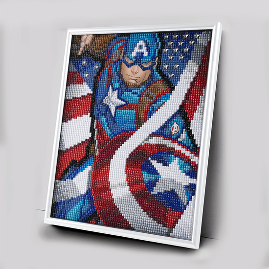 CAM-MCU930-WHITE: Captain America Crystal Art Framed Picture Kit 21x25m