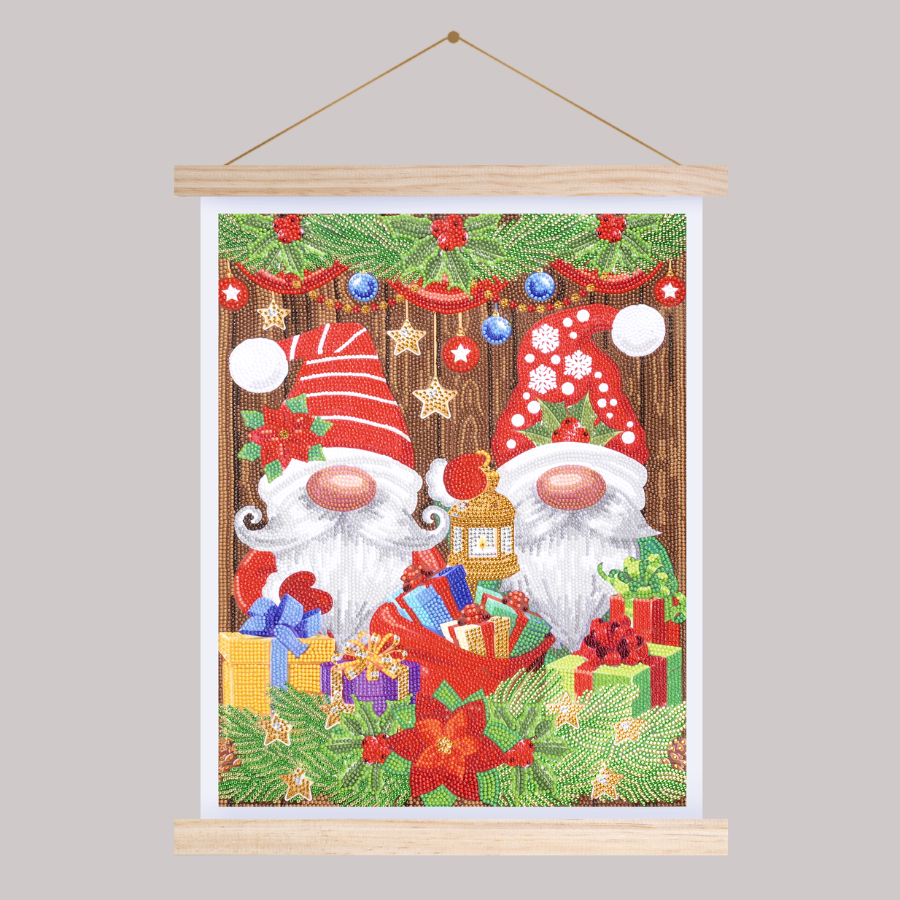 christmas gnomes crystal art scroll