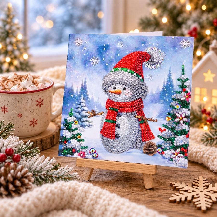 Cool Snowman Crystal Art Card Kit 15x15cm