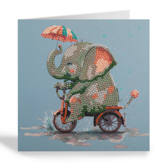 "Cute Baby Elephant" Crystal Art Card