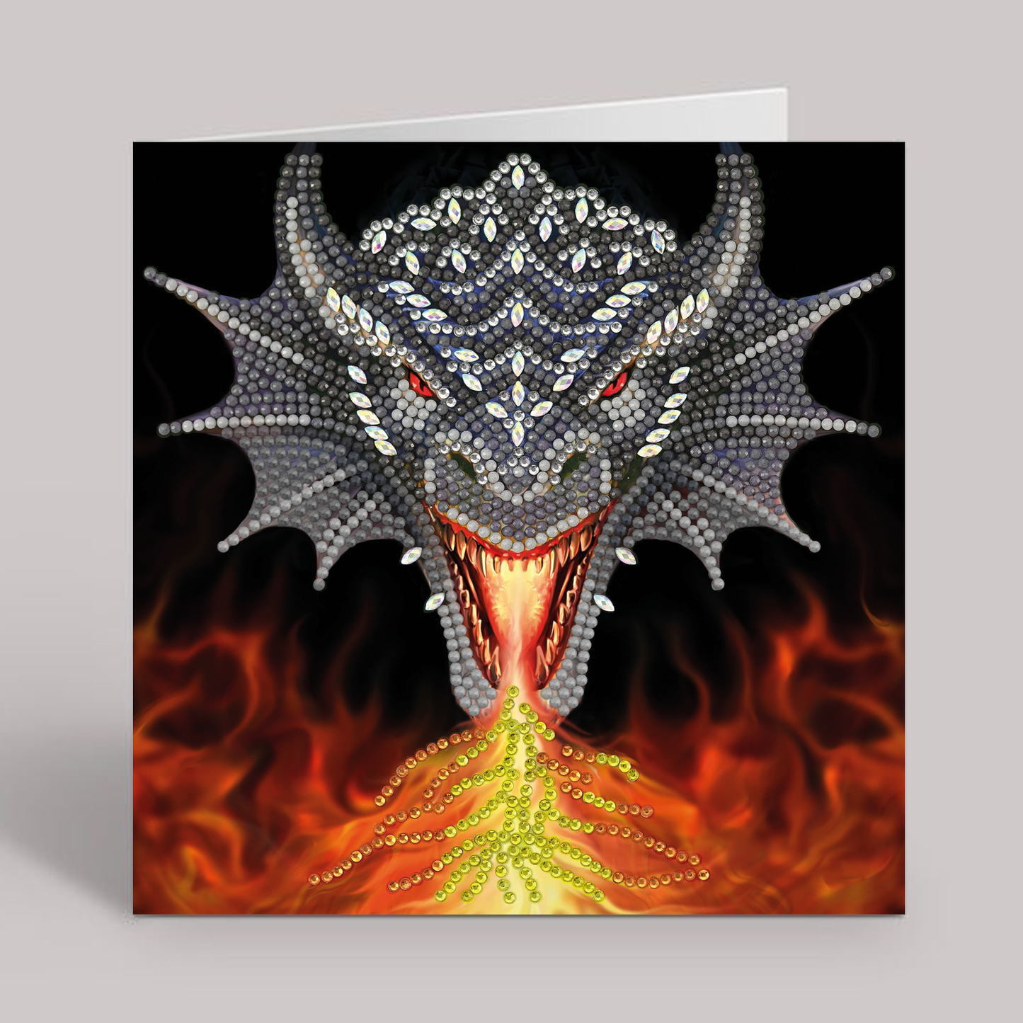 CCK-A72: "Dragon Fire Head"" 18x18cm Crystal Art Card  ANNE STOKES"