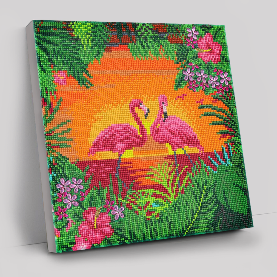 CAK-A117: Fancy Flamingos, 30x30cm Crystal Art Kit