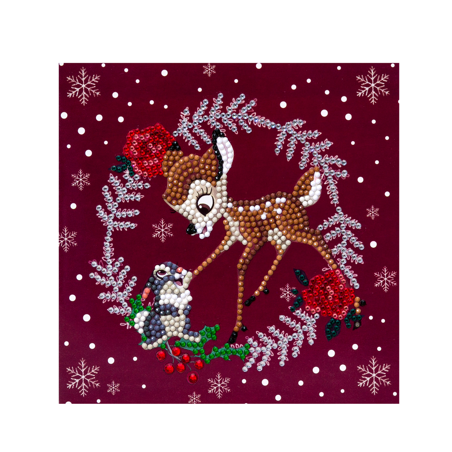 CCK-DNY810: Festive Bambi, 18x18cm Crystal Art Card